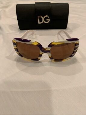 Dolce & Gabbana Purple, Yellow and White Striped Women's Sunglasses